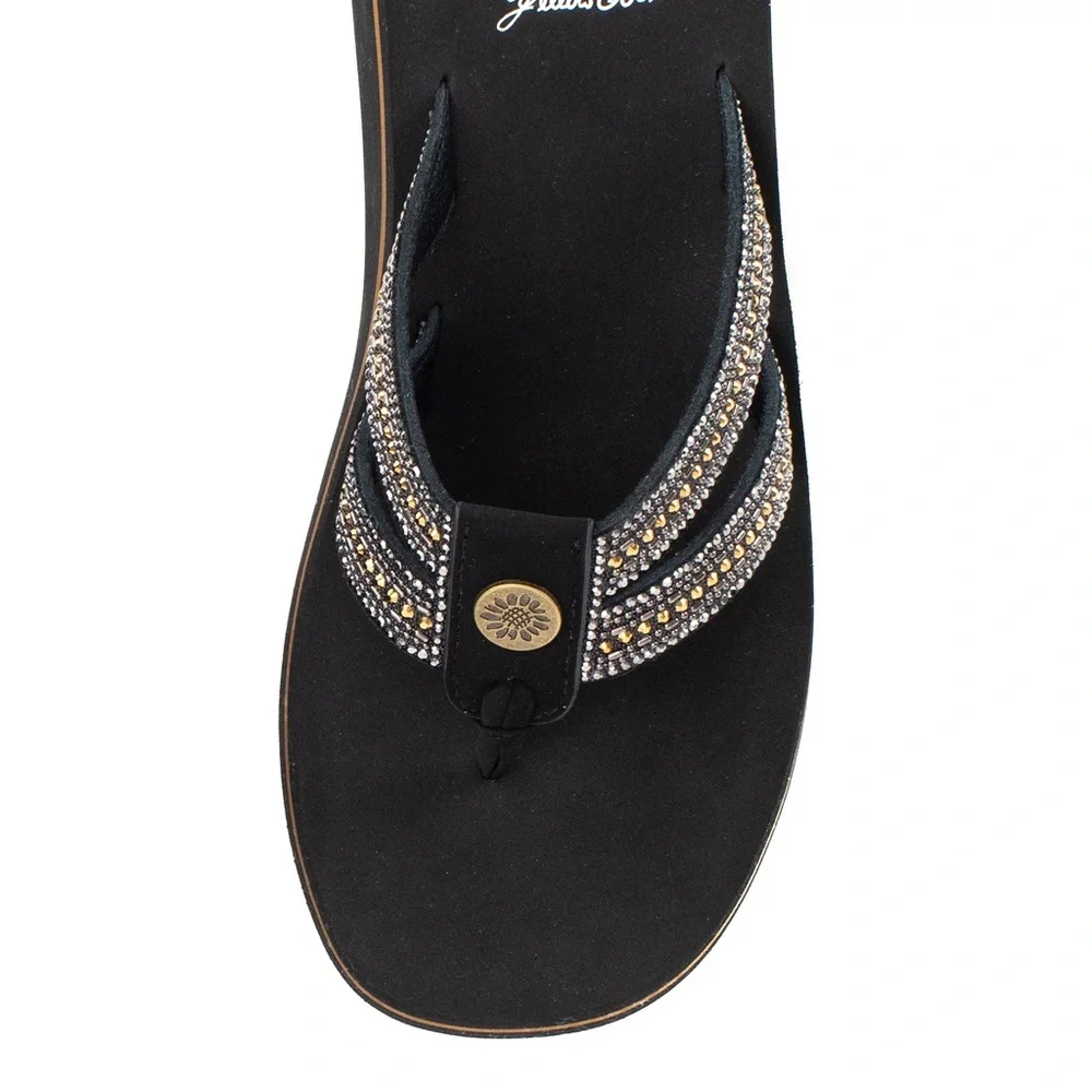 YELLOW BOX KRISTA Platform Sandals  GENUINE LEATHER COLOR BLACK NEW IN BOX - Picture 4 of 5